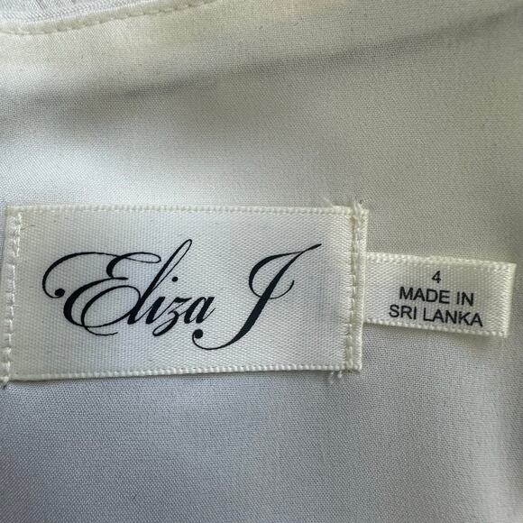 Eliza J. Navy & White Striped Square Neck Sheath Dress sz 4 - Picture 7 of 12